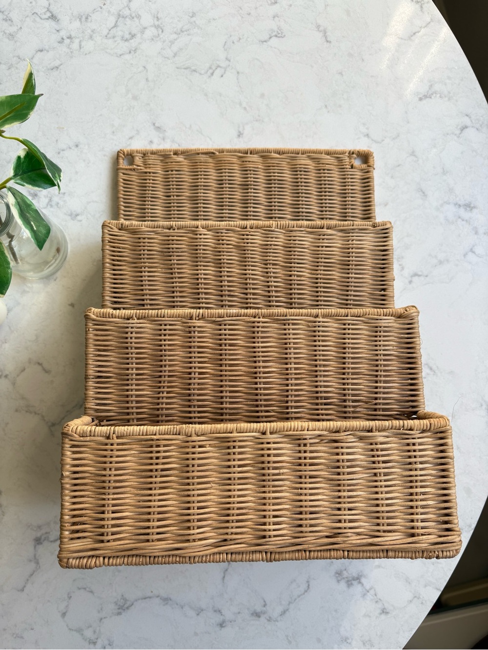 Natural Wicker 4-Tier Wall Organizer - Tan